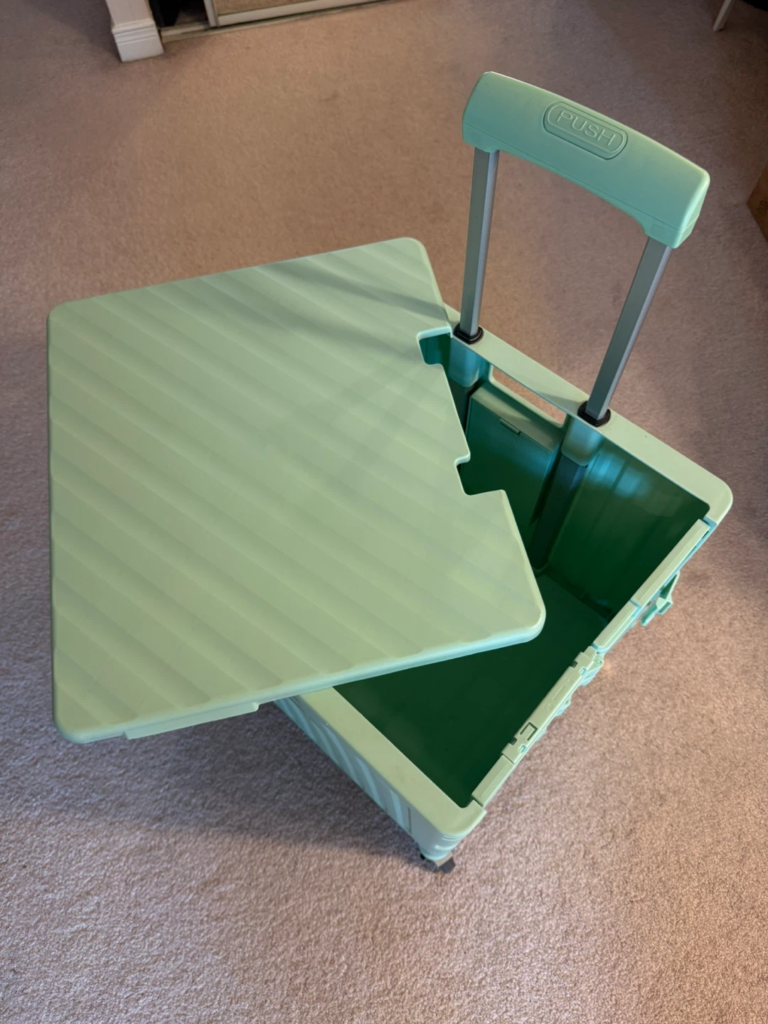 Mint Green Folding Utility Cart with Wheels