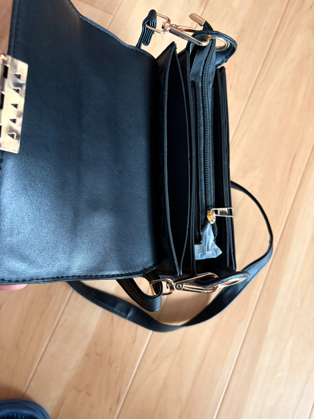 Black Geometric Print Crossbody Bag - photo 3