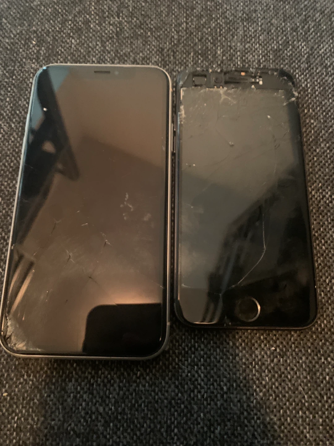 Cracked Apple iPhone XR and 8