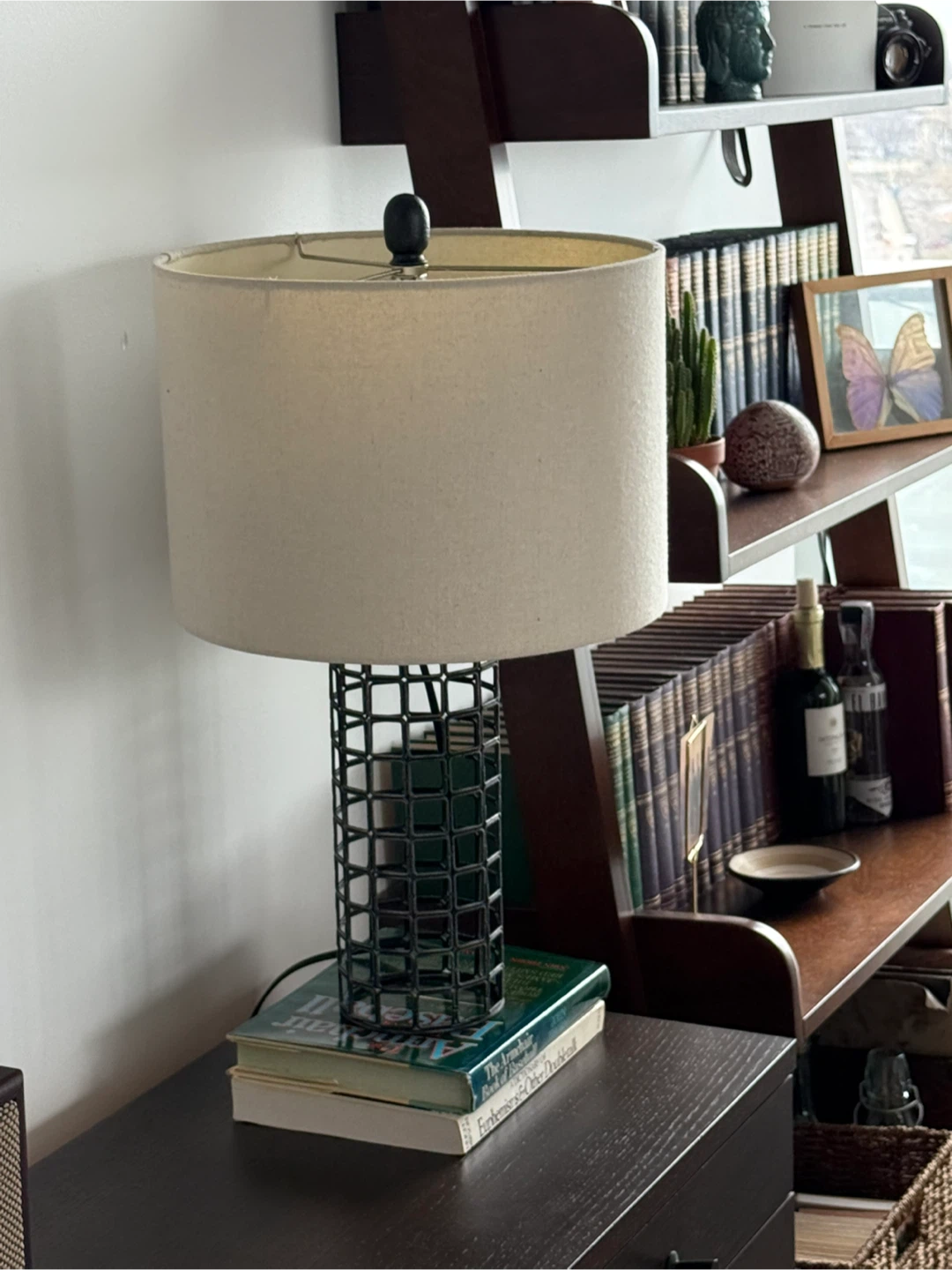 Table Lamp with Cylindrical Cage Base