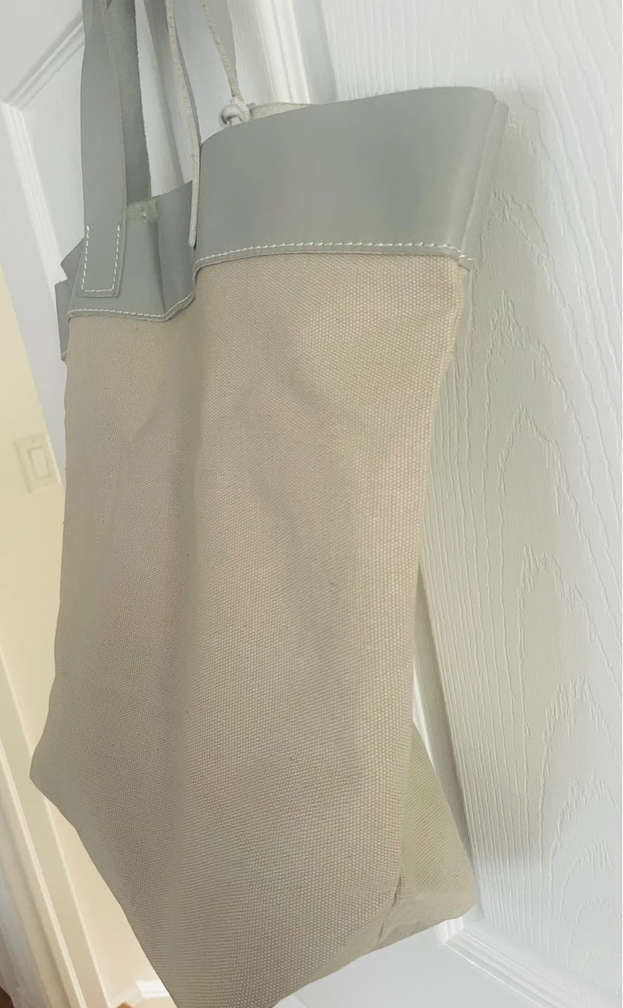 Canvas Tote Bag with Leather Trim - photo 2