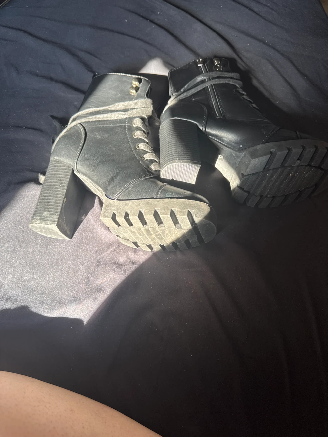 Black Combat Boots with Chunky Heels - photo 2