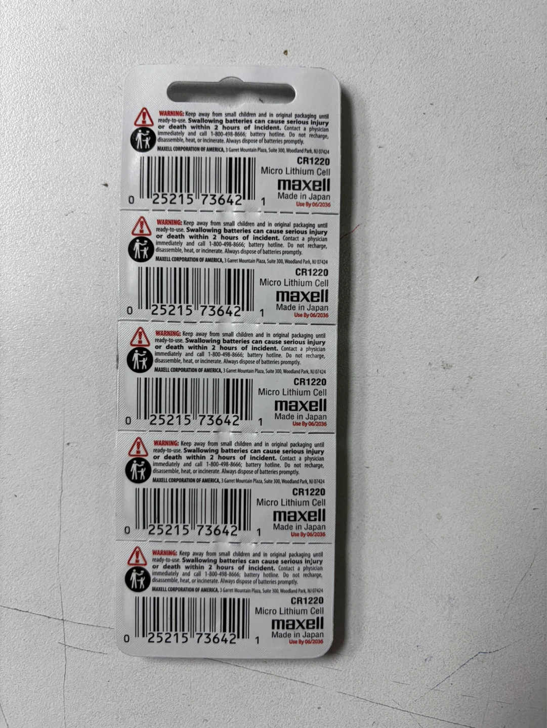 Maxell CR1220 Lithium Coin Cell Batteries - 5 Pack - photo 2