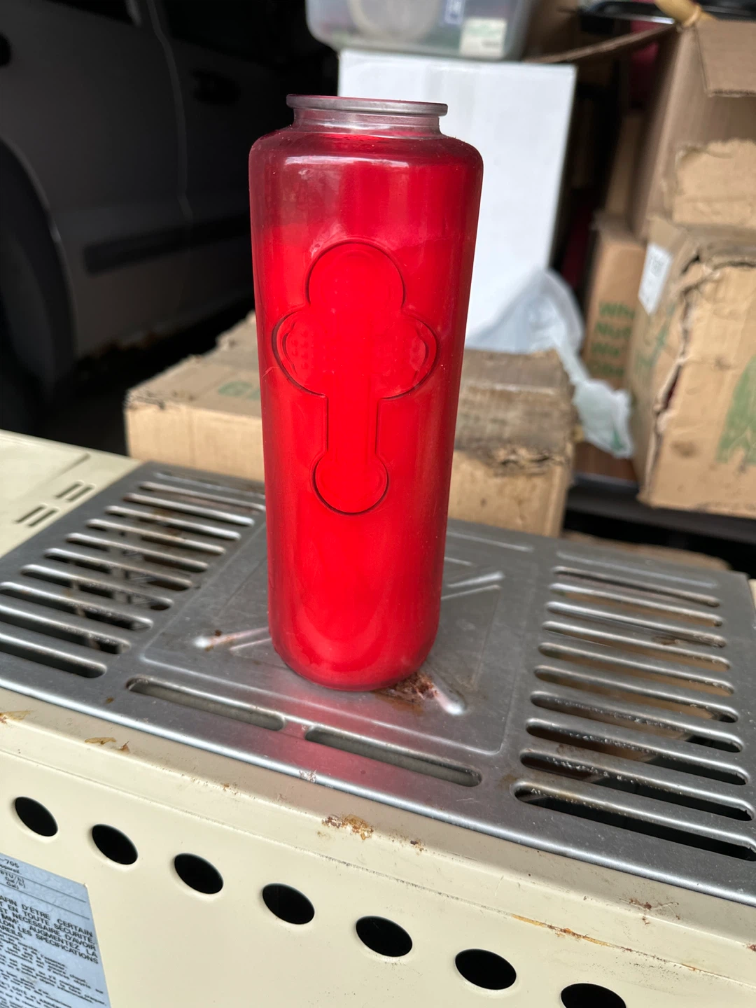 Red Glass Prayer Candle Holder