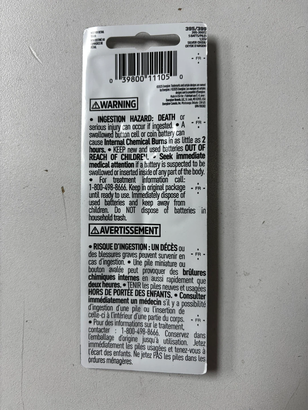 Energizer 395/399 Watch Batteries - 5 Pack - photo 2