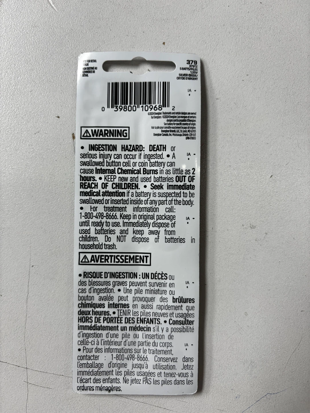 Energizer 379 1.55V Silver Oxide Watch Batteries (4 Pack) - photo 2