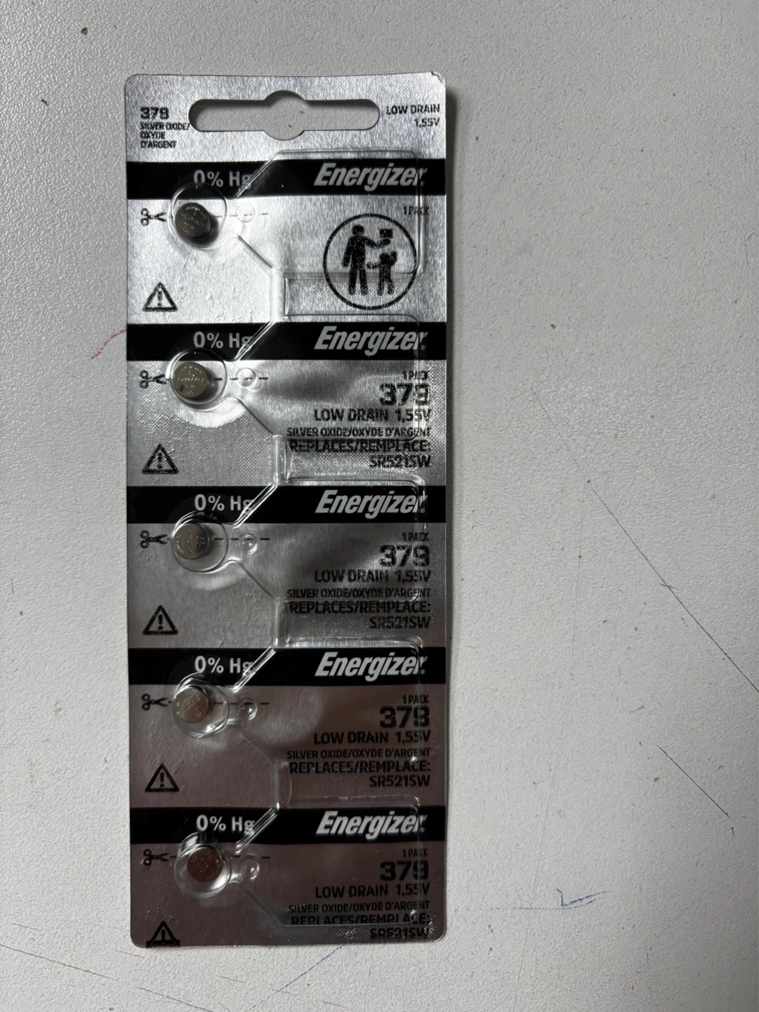 Energizer 379 1.55V Silver Oxide Watch Batteries (4 Pack)