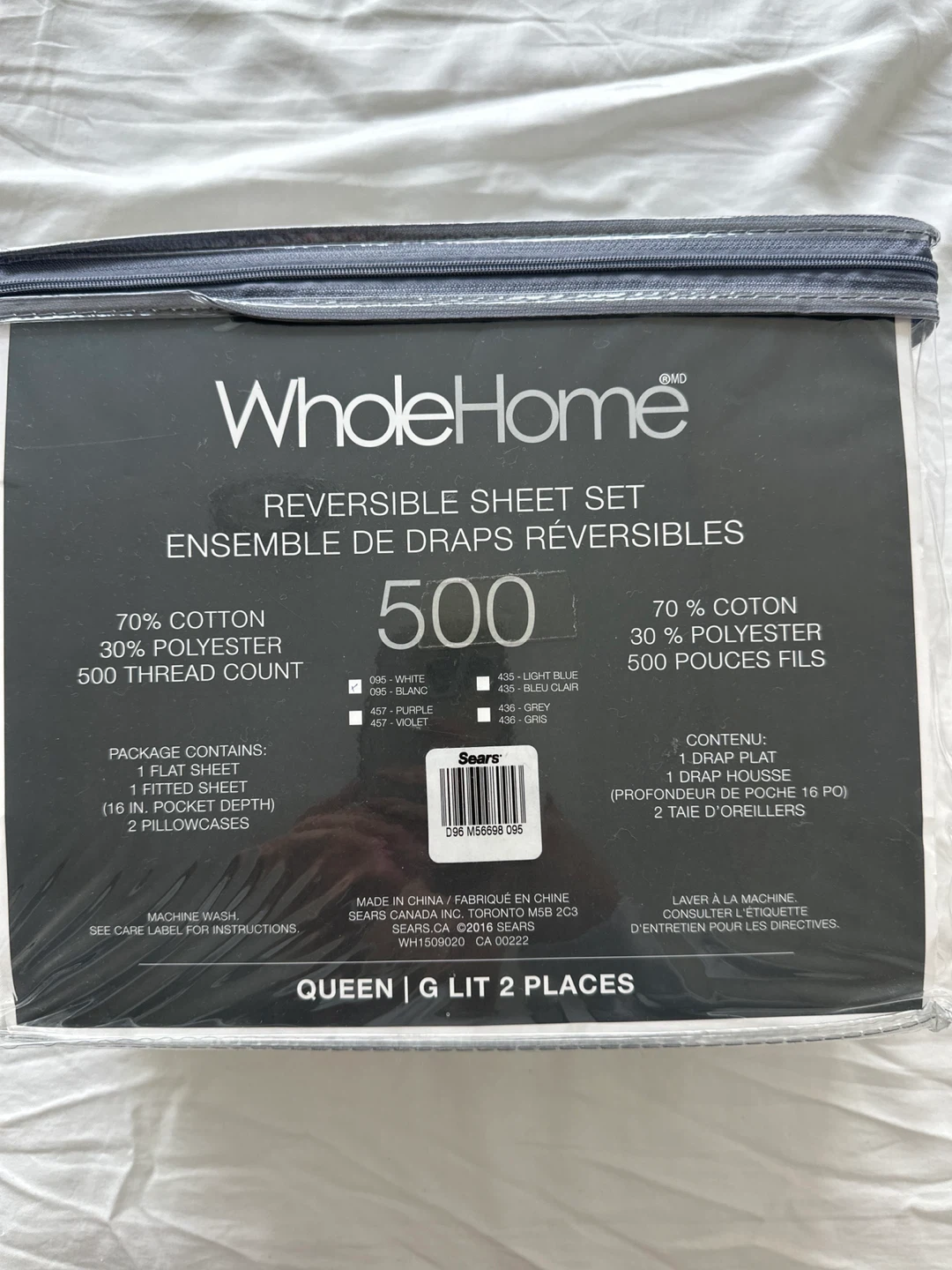 WholeHome Queen Reversible Sheet Set 500 Thread Count - photo 2