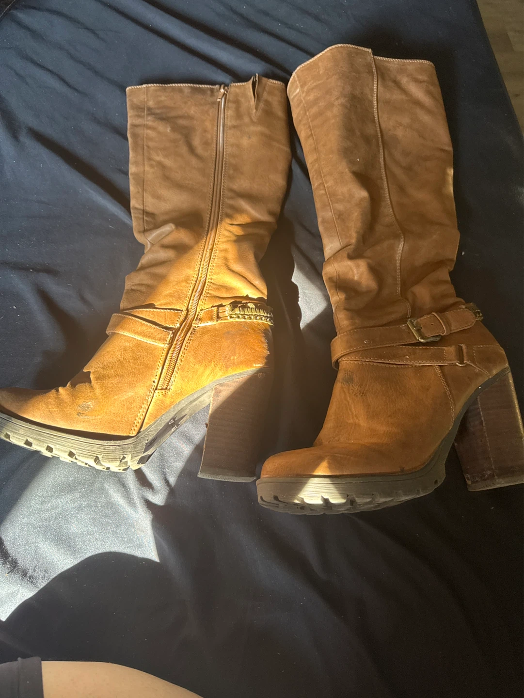 Brown Faux Suede Knee-High Boots - photo 2