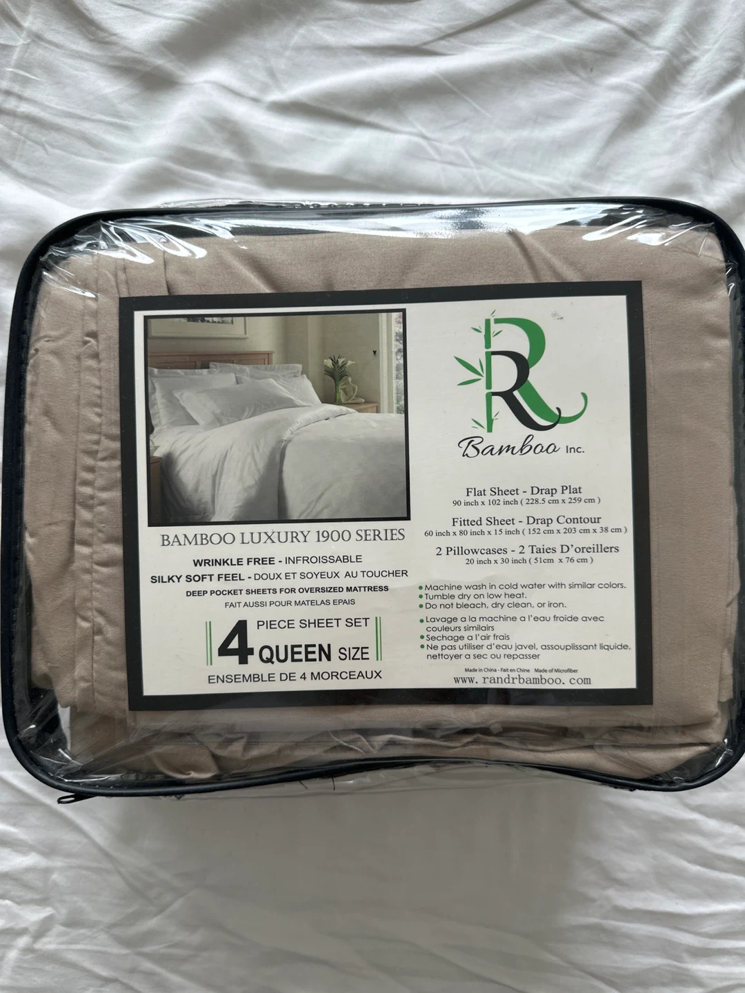 Bamboo Luxury 1900 Series Queen Sheet Set - Taupe - photo 2