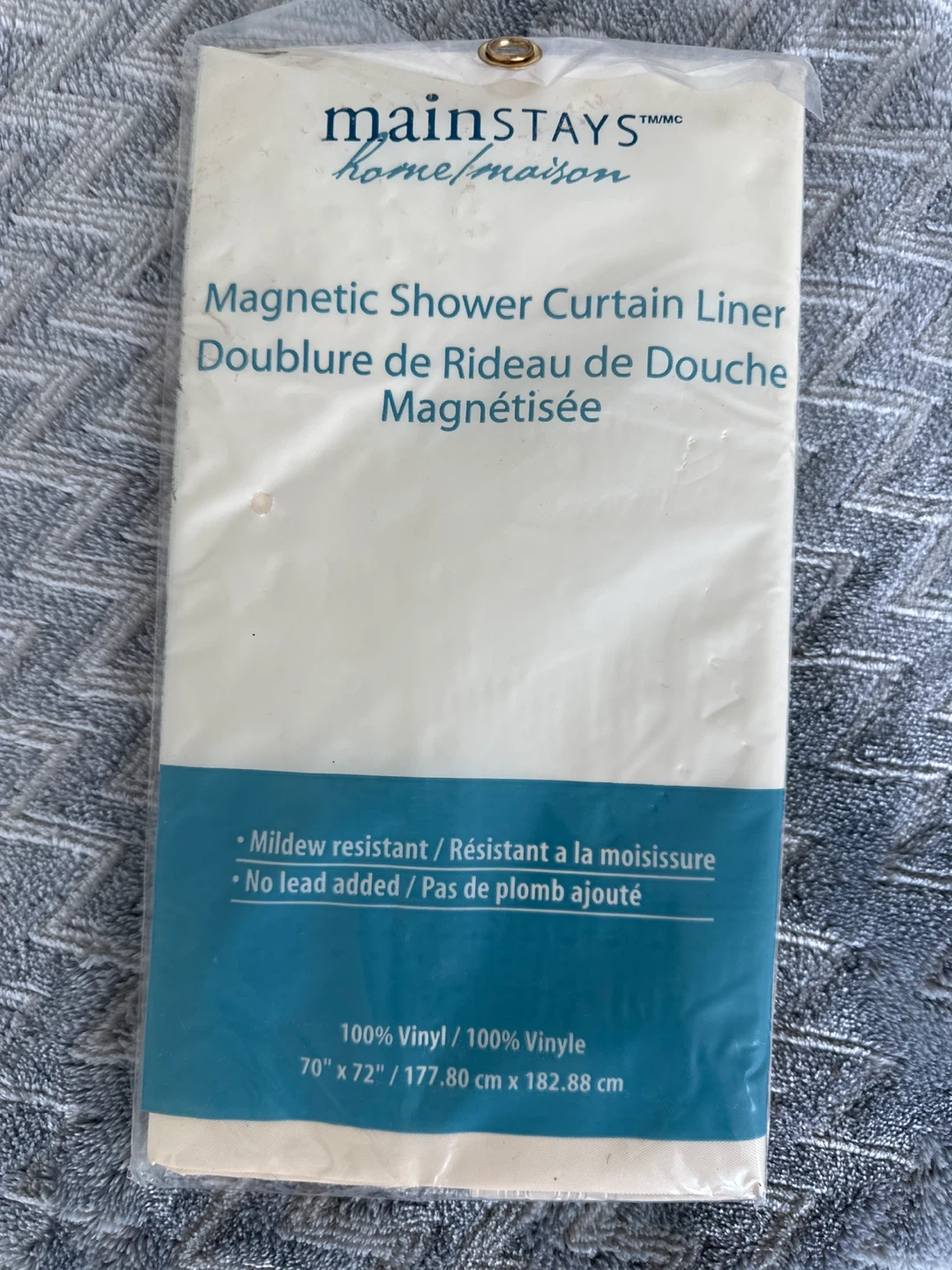 Mainstays Magnetic Shower Curtain Liner - Beige