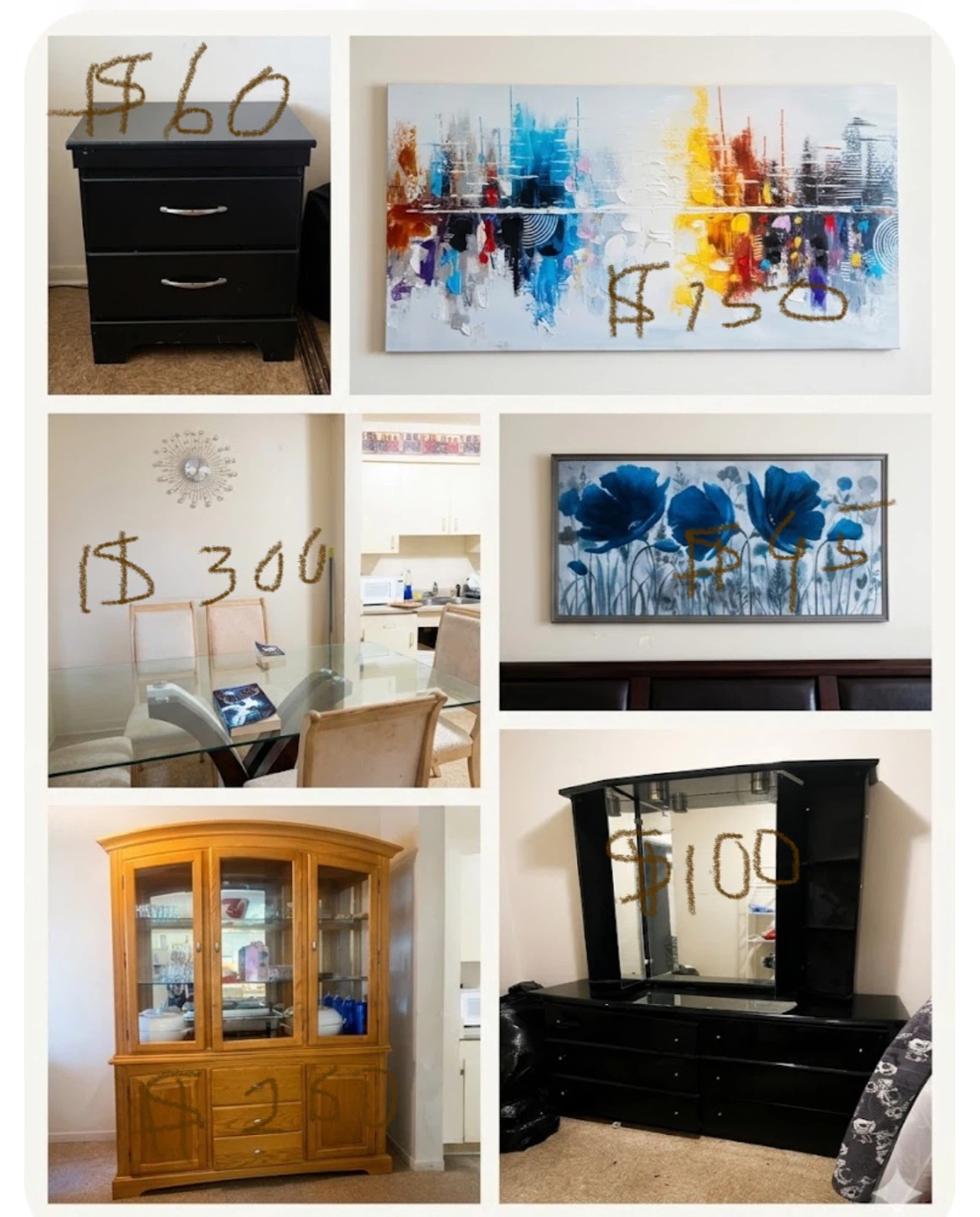 Black 2-drawer nightstand