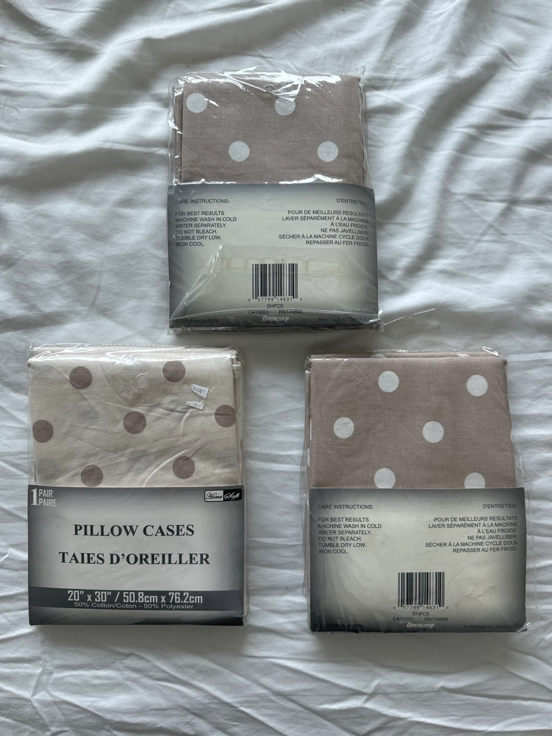 Home Soft Pillow Cases - Set of 3 - Polka Dot