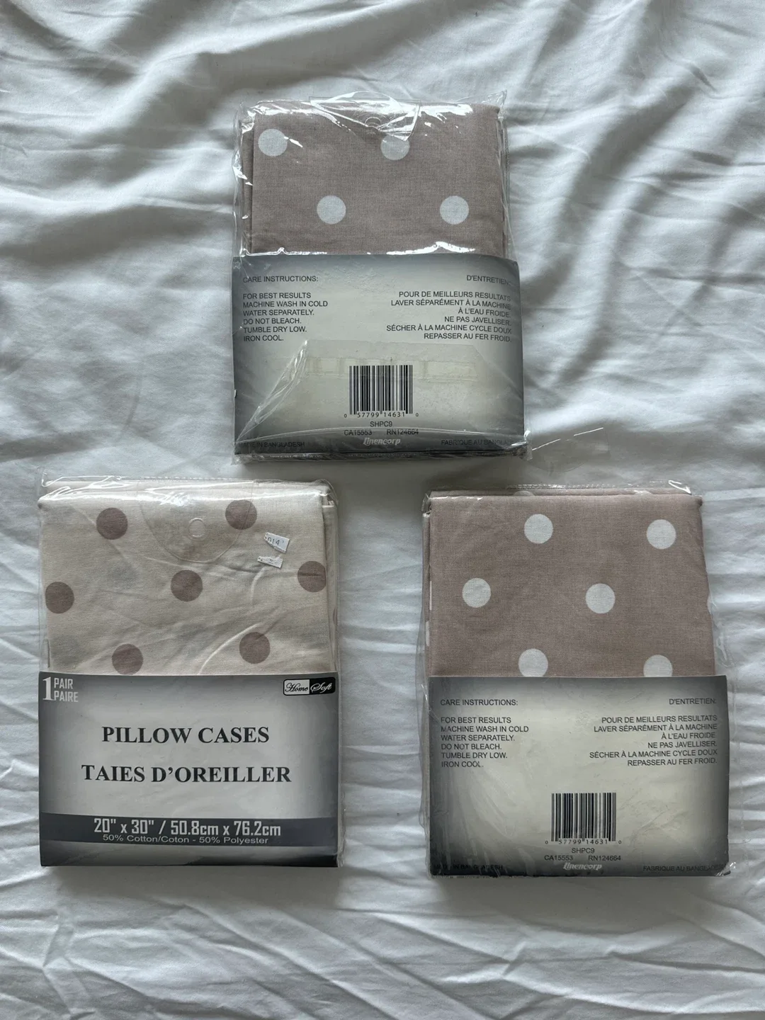 Home Soft Pillow Cases - Set of 3 - Polka Dot