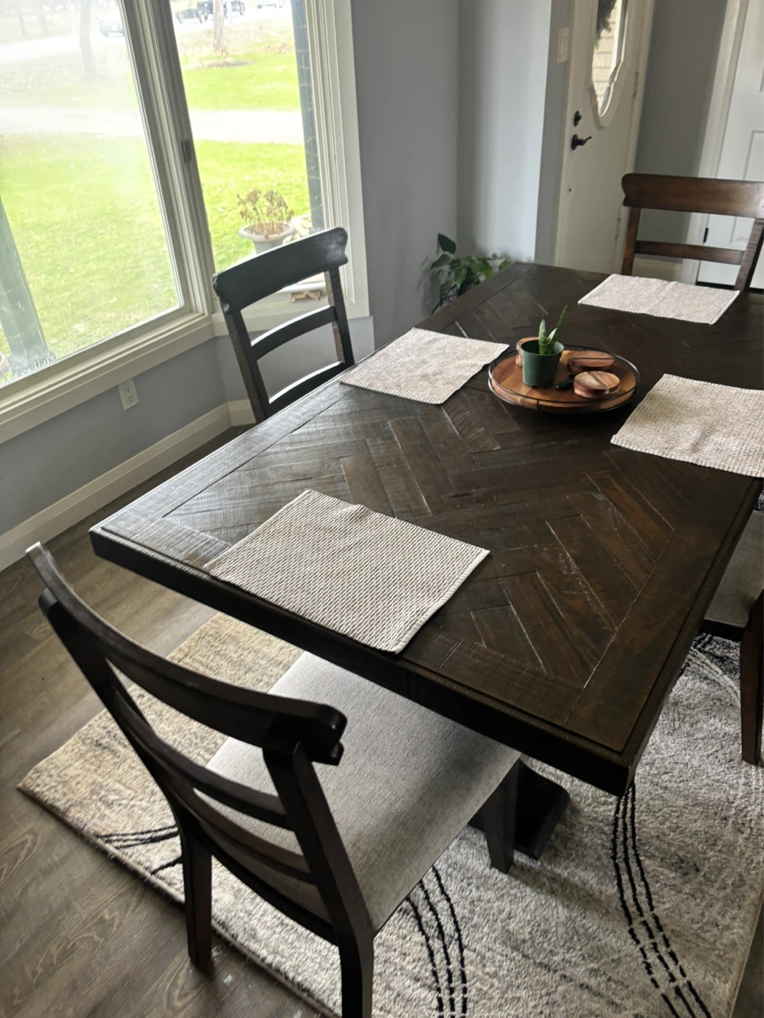 Dark Wood Dining Table with Chairs - photo 2