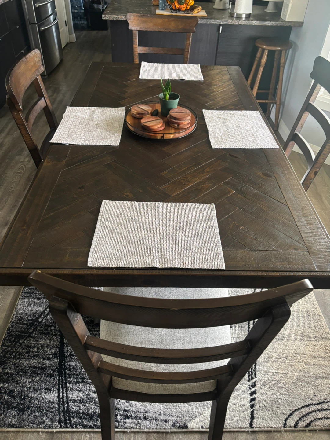 Dark Wood Dining Table with Chairs - photo 5