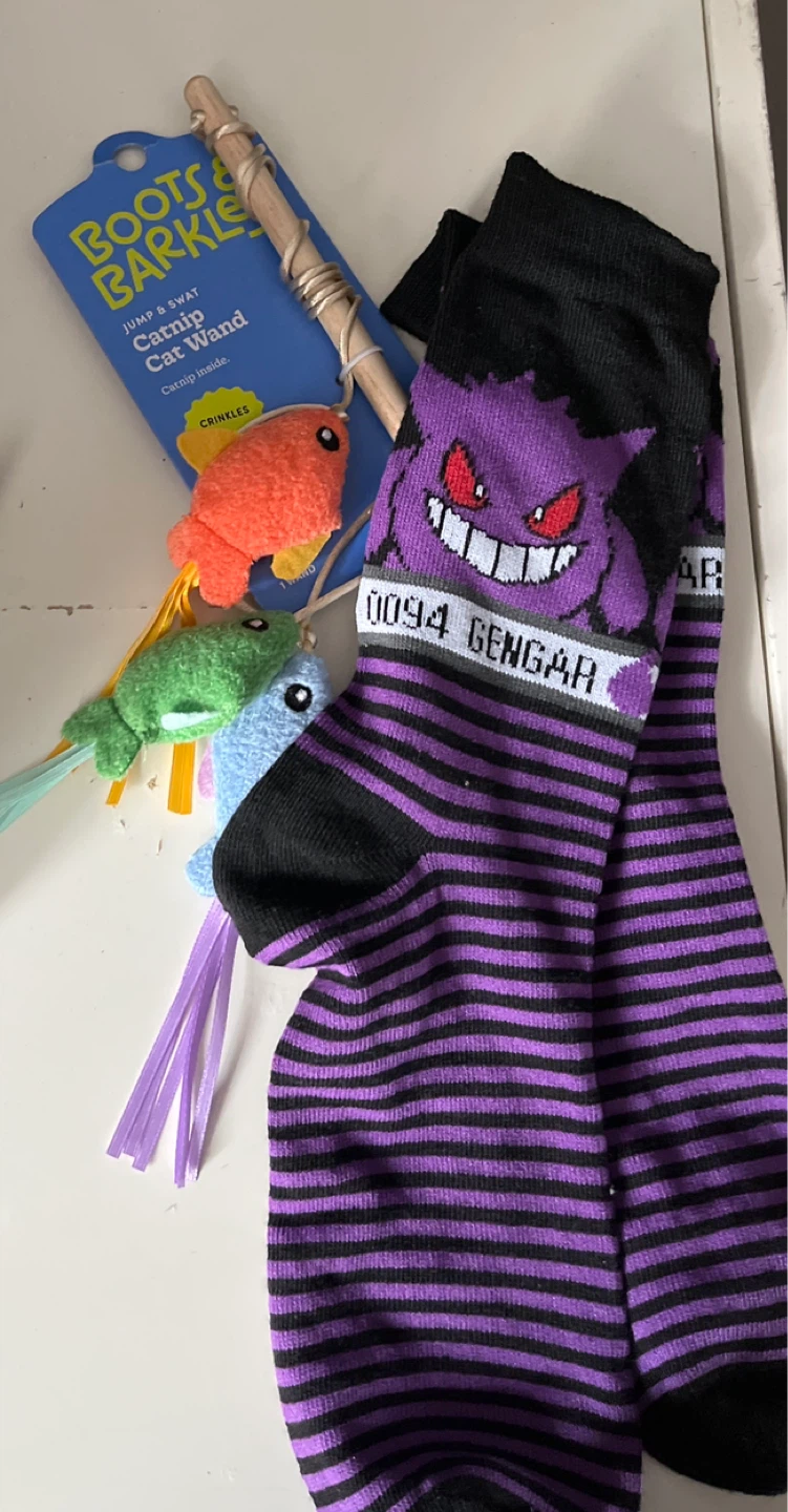 Pokemon Gengar Striped Socks and Cat Wand Toy