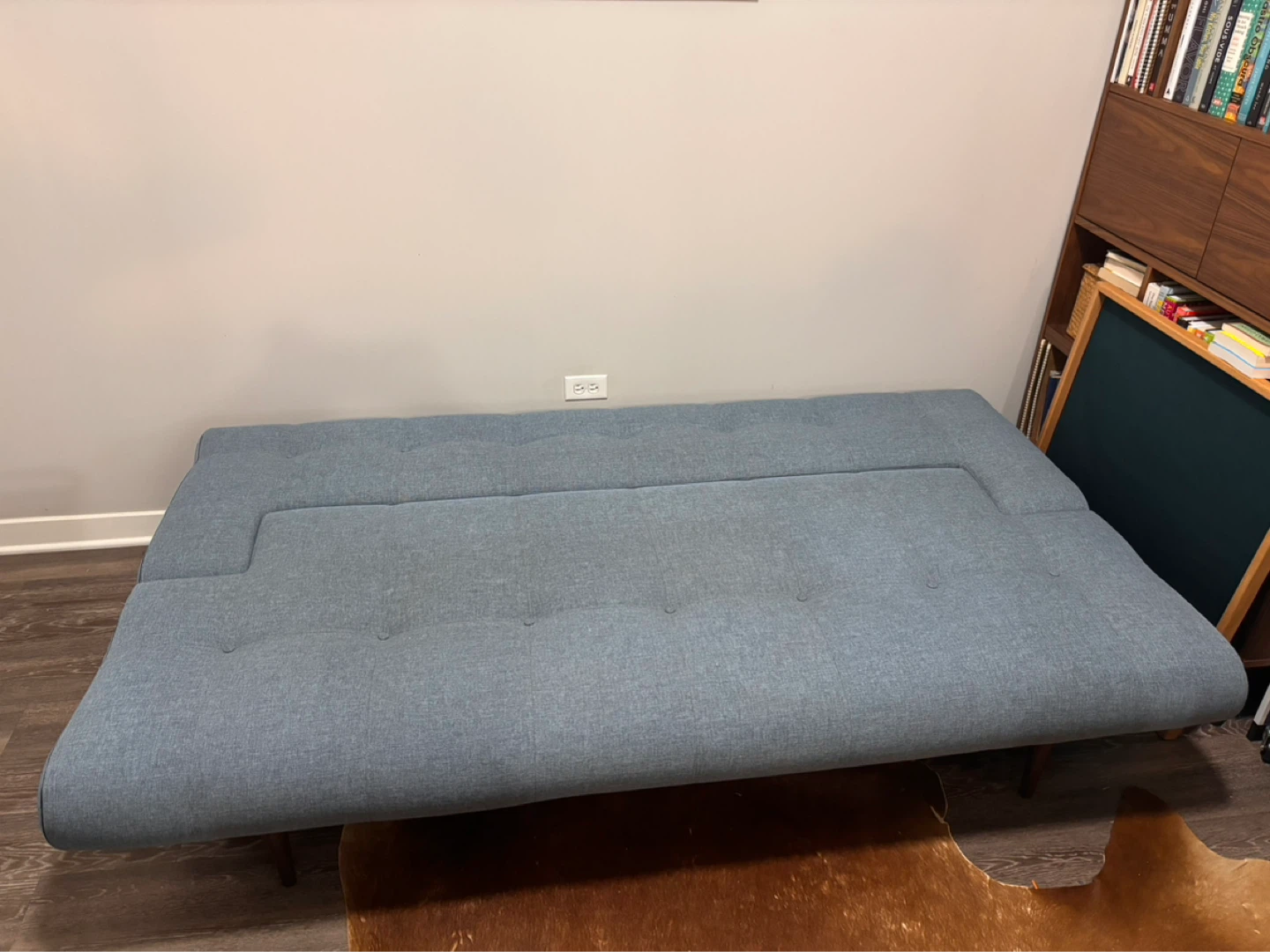 Blue Mid-Century Modern Futon Sofa - photo 2
