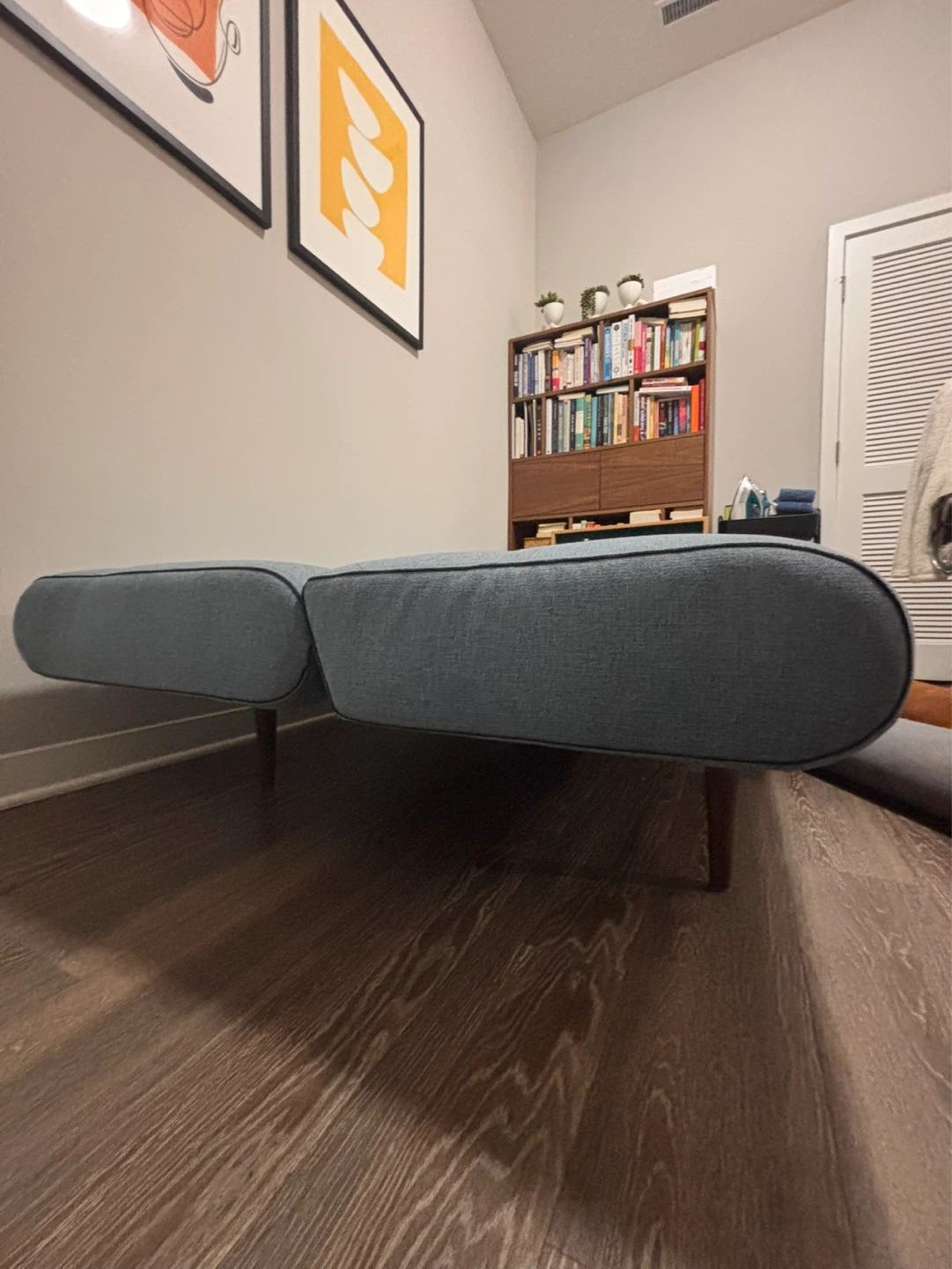 Blue Mid-Century Modern Futon Sofa - photo 4