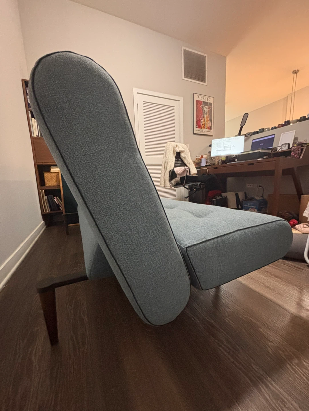 Blue Mid-Century Modern Futon Sofa - photo 5
