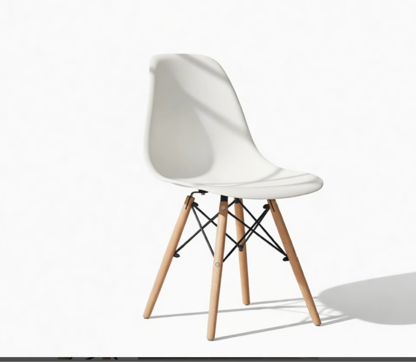 White Eiffel Style Dining Chair with Wood Legs - photo 3