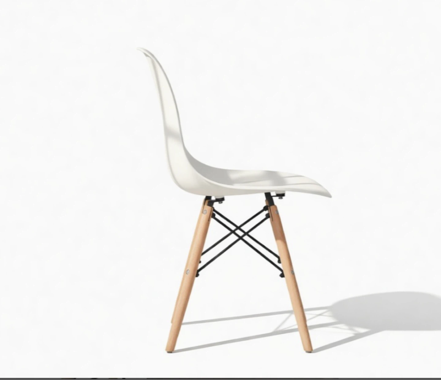 White Eiffel Style Dining Chair with Wood Legs - photo 2