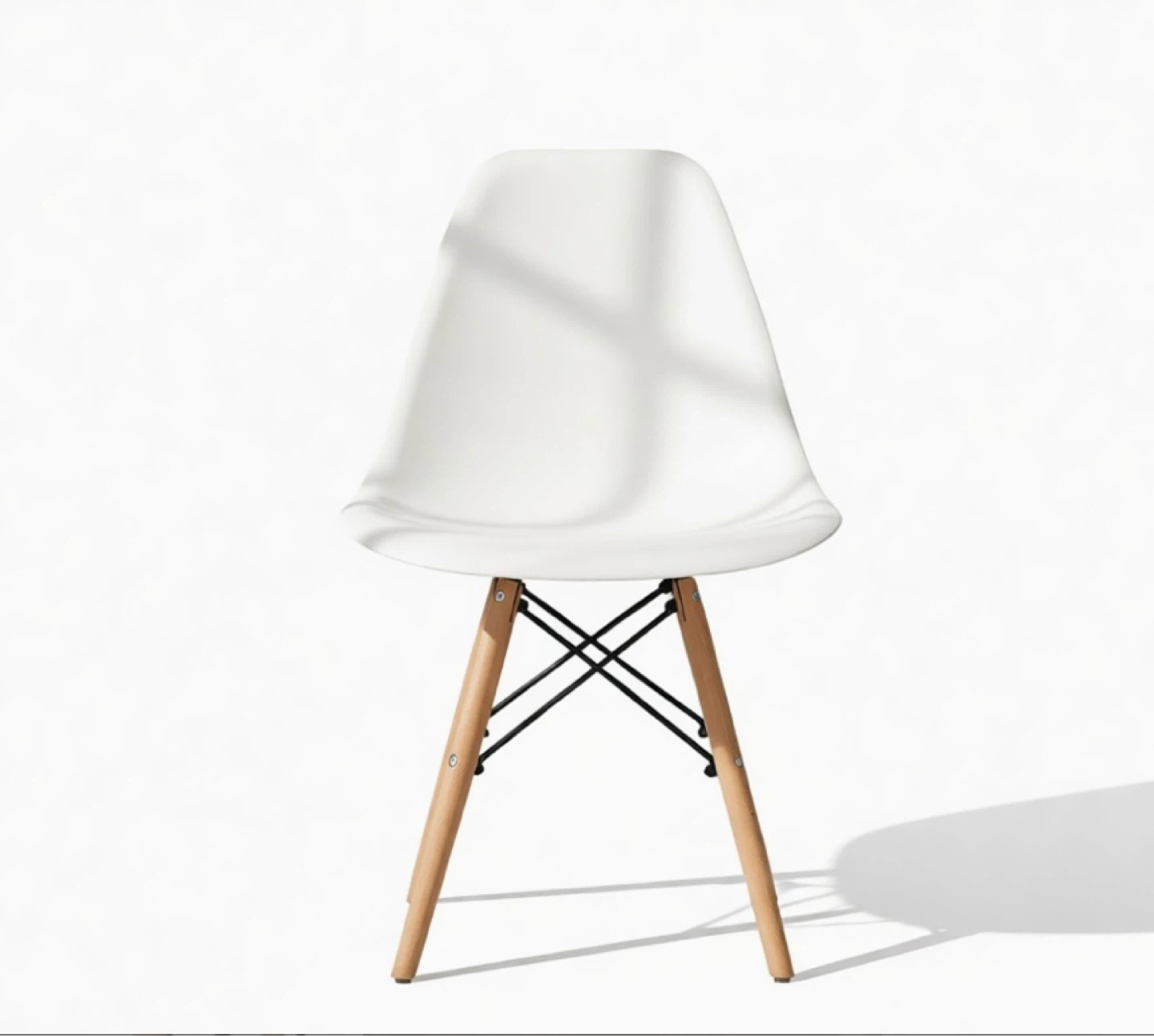 White Eiffel Style Dining Chair with Wood Legs