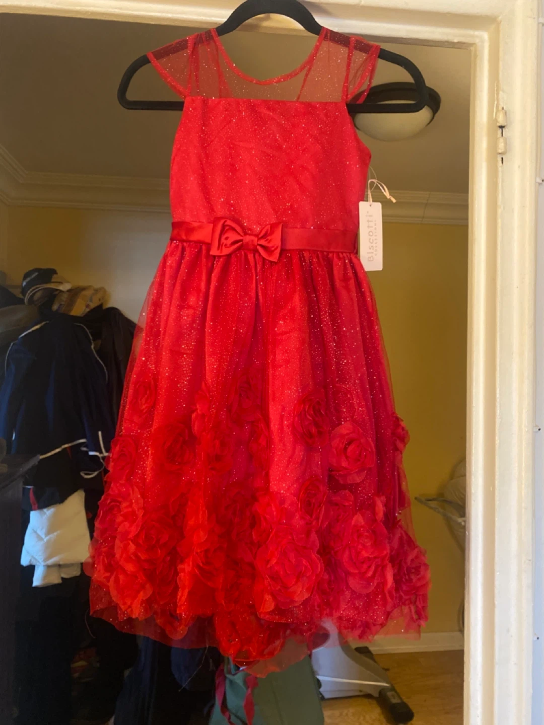 Biscotti Collection Red Sparkly Flower Dress Size 8 - photo 3