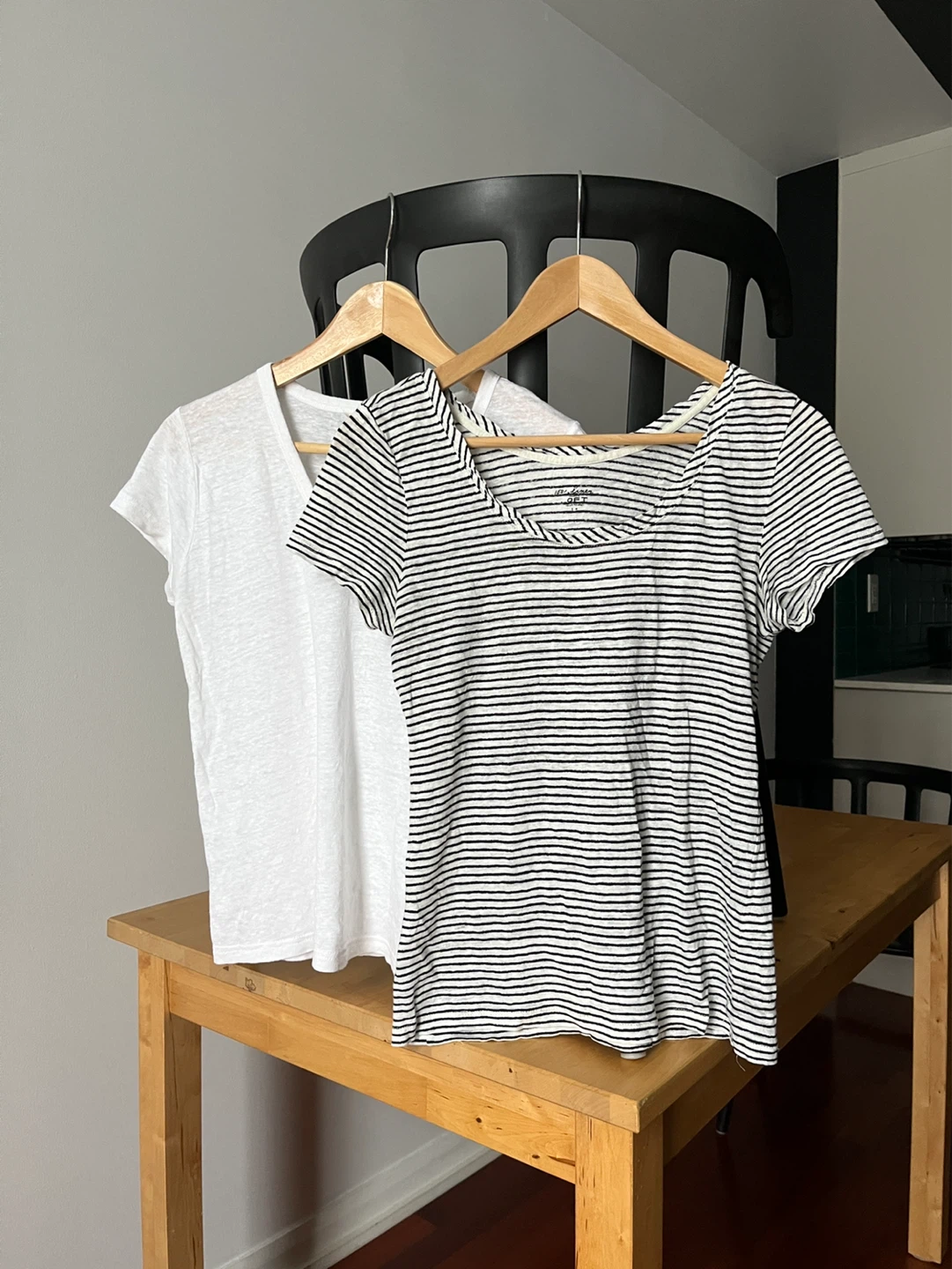 2 Linen Ts White and Stripe