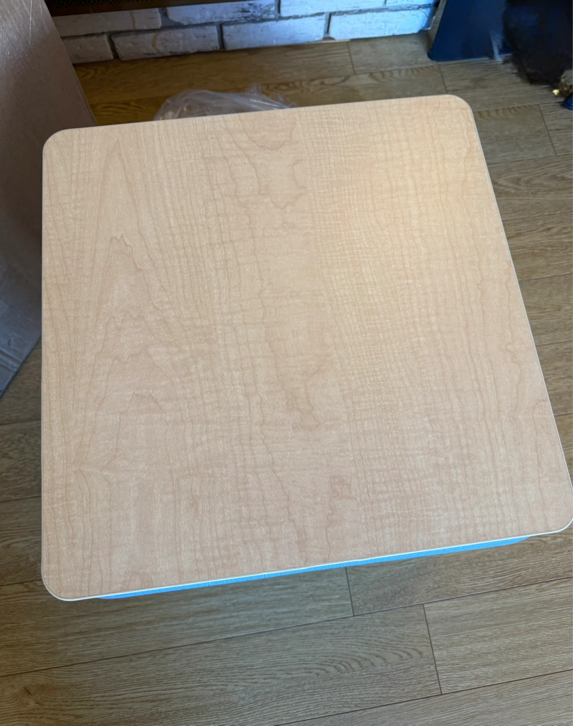Blue Ottoman table with Wooden Top - photo 2