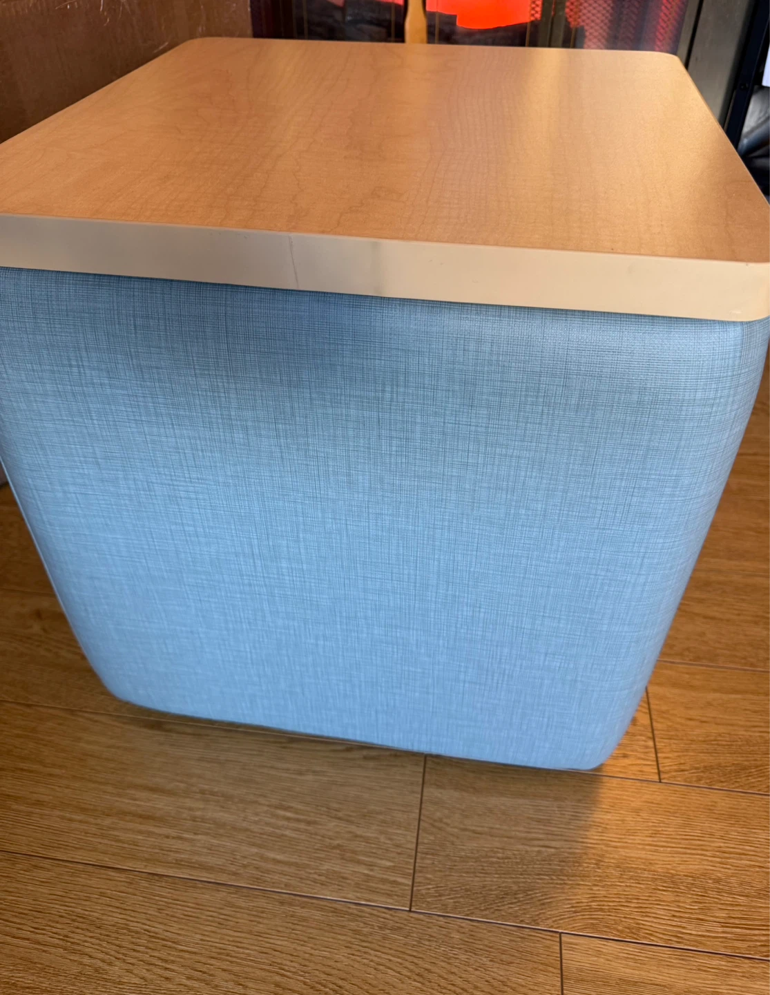 Blue Ottoman table with Wooden Top - photo 3