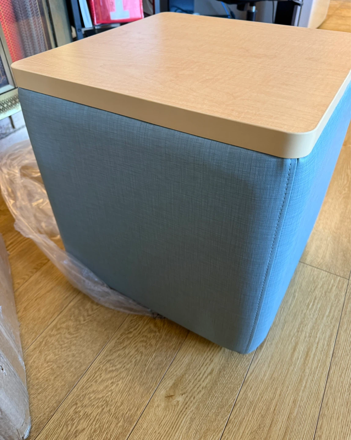 Blue Ottoman table with Wooden Top