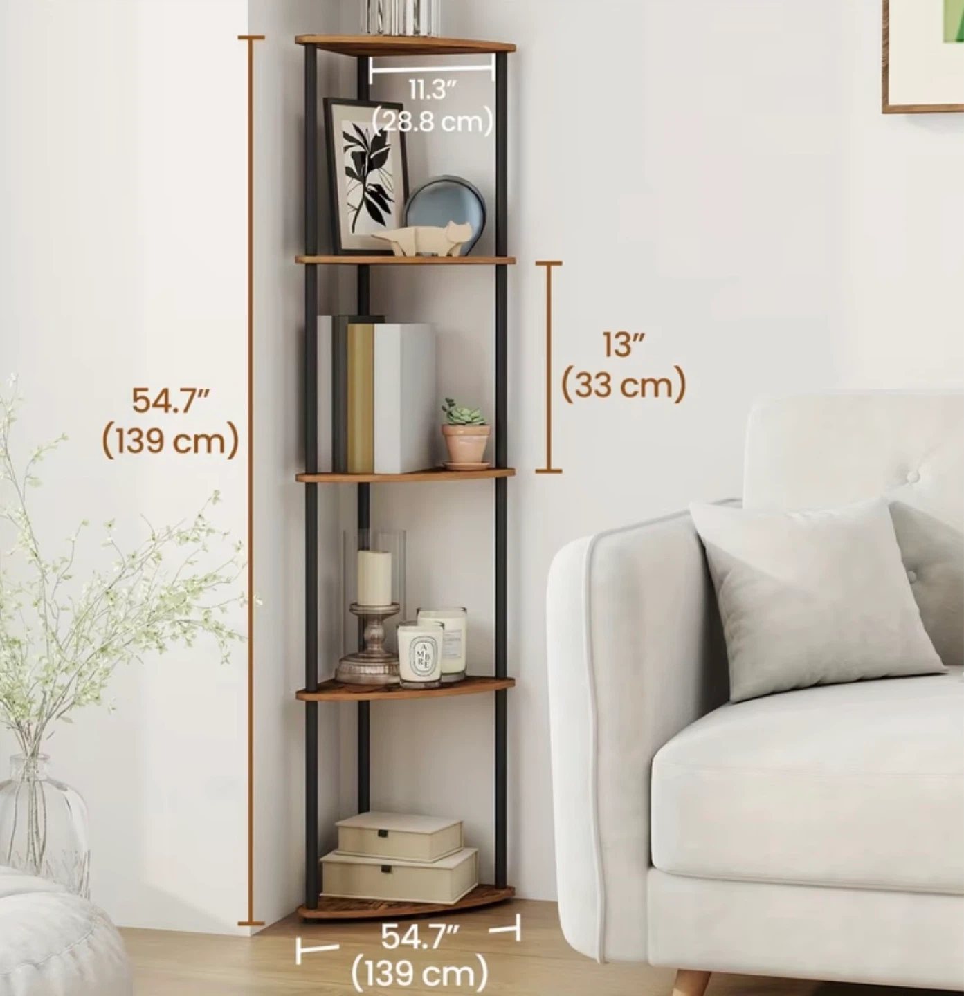 Corner shelf - rustic brown - brand new, assembled - photo 2