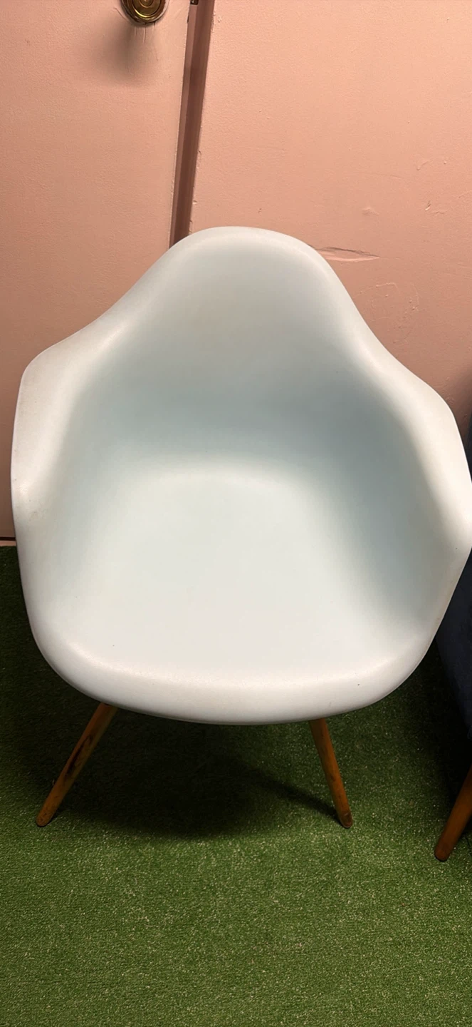 Light Blue Molded Armchair with Wood Legs - photo 2