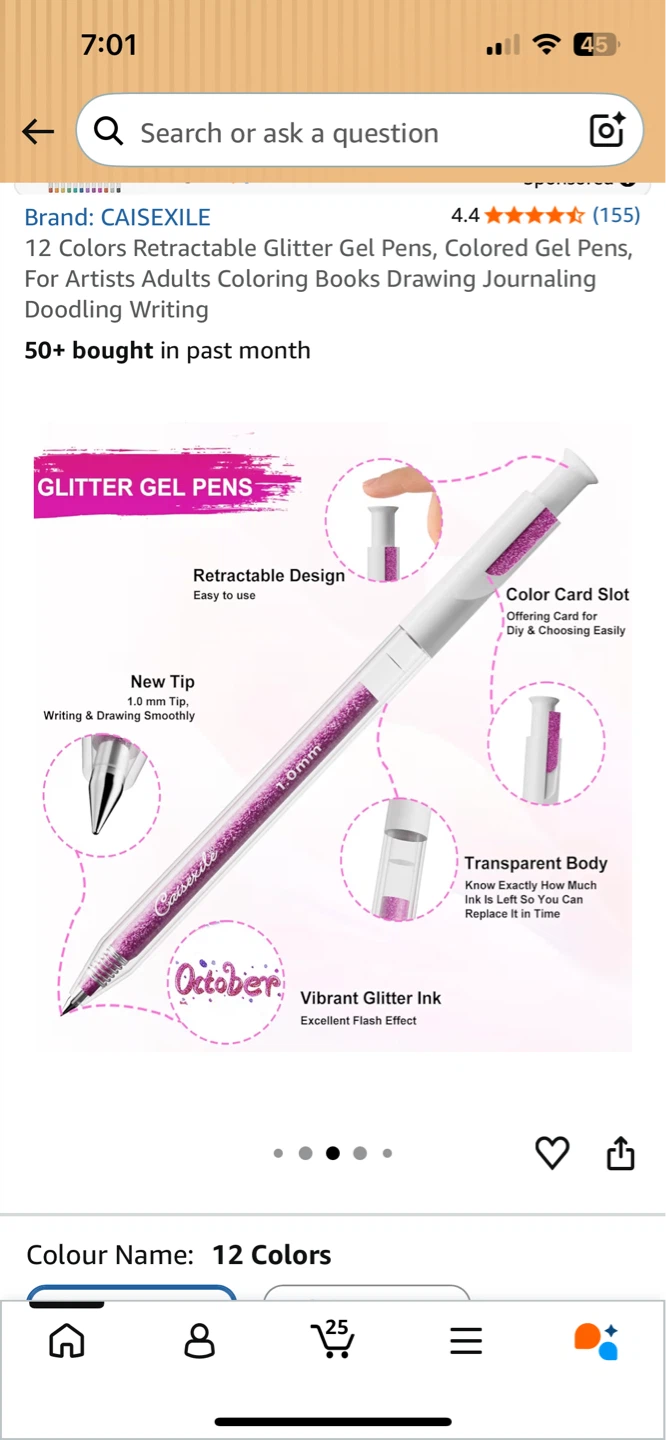 12 Colors CAISEXILE Retractable Glitter Gel Pens - photo 4