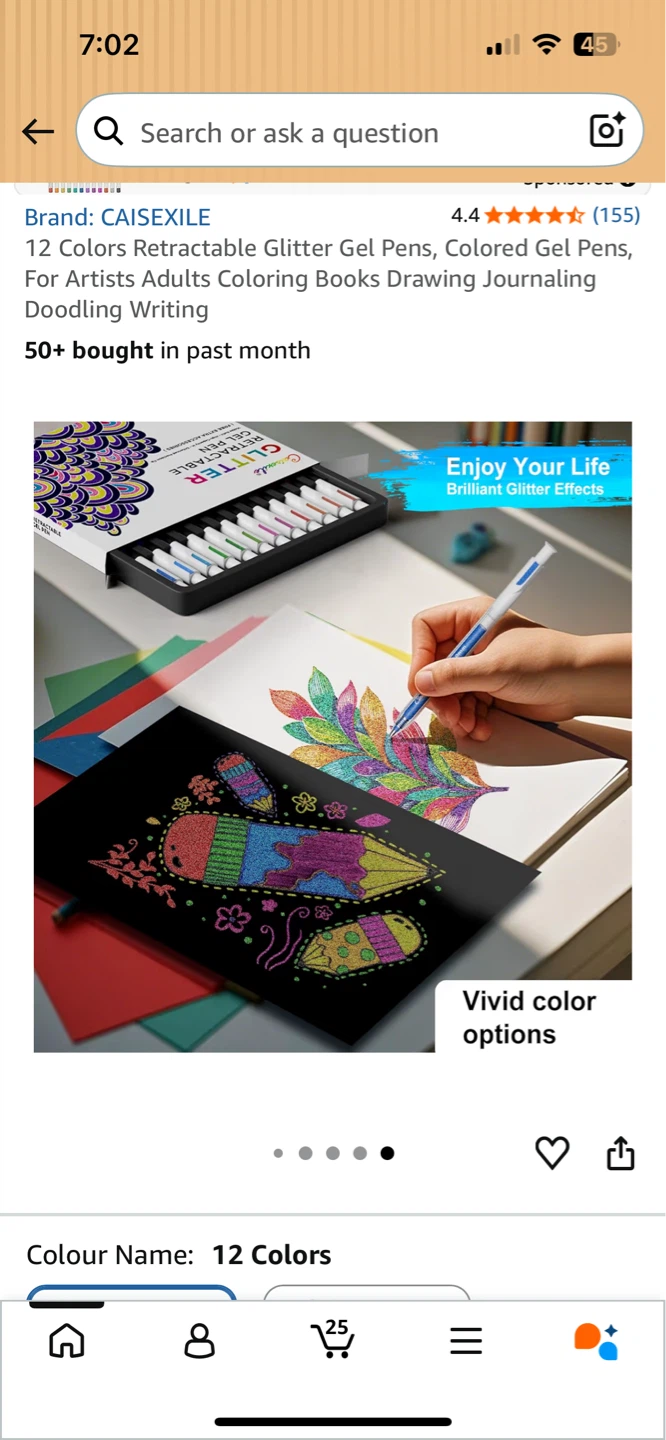 12 Colors CAISEXILE Retractable Glitter Gel Pens - photo 2