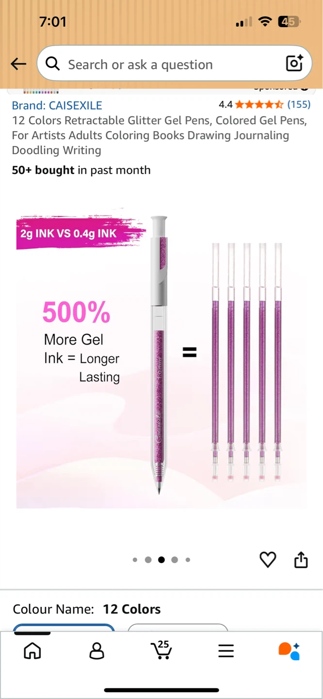 12 Colors CAISEXILE Retractable Glitter Gel Pens - photo 3