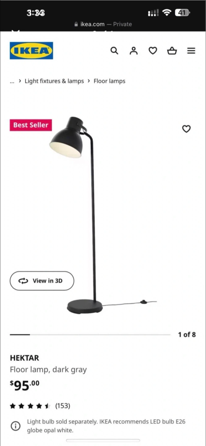 IKEA Hektar Floor Lamp - Dark Gray