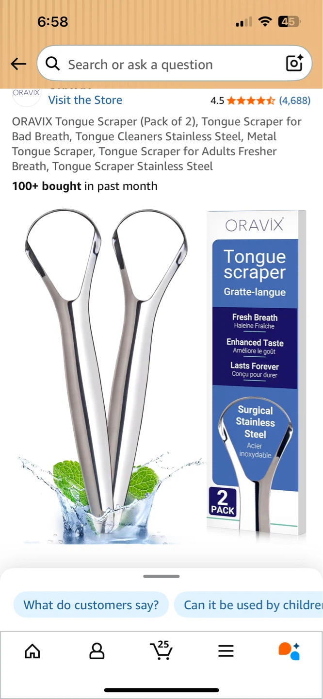 ORAVIX Tongue Scraper (Pack of 2) - Stainless Steel