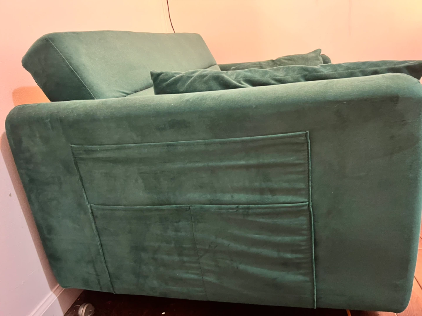 Green Velvet Sofa Bed with Storage - photo 2