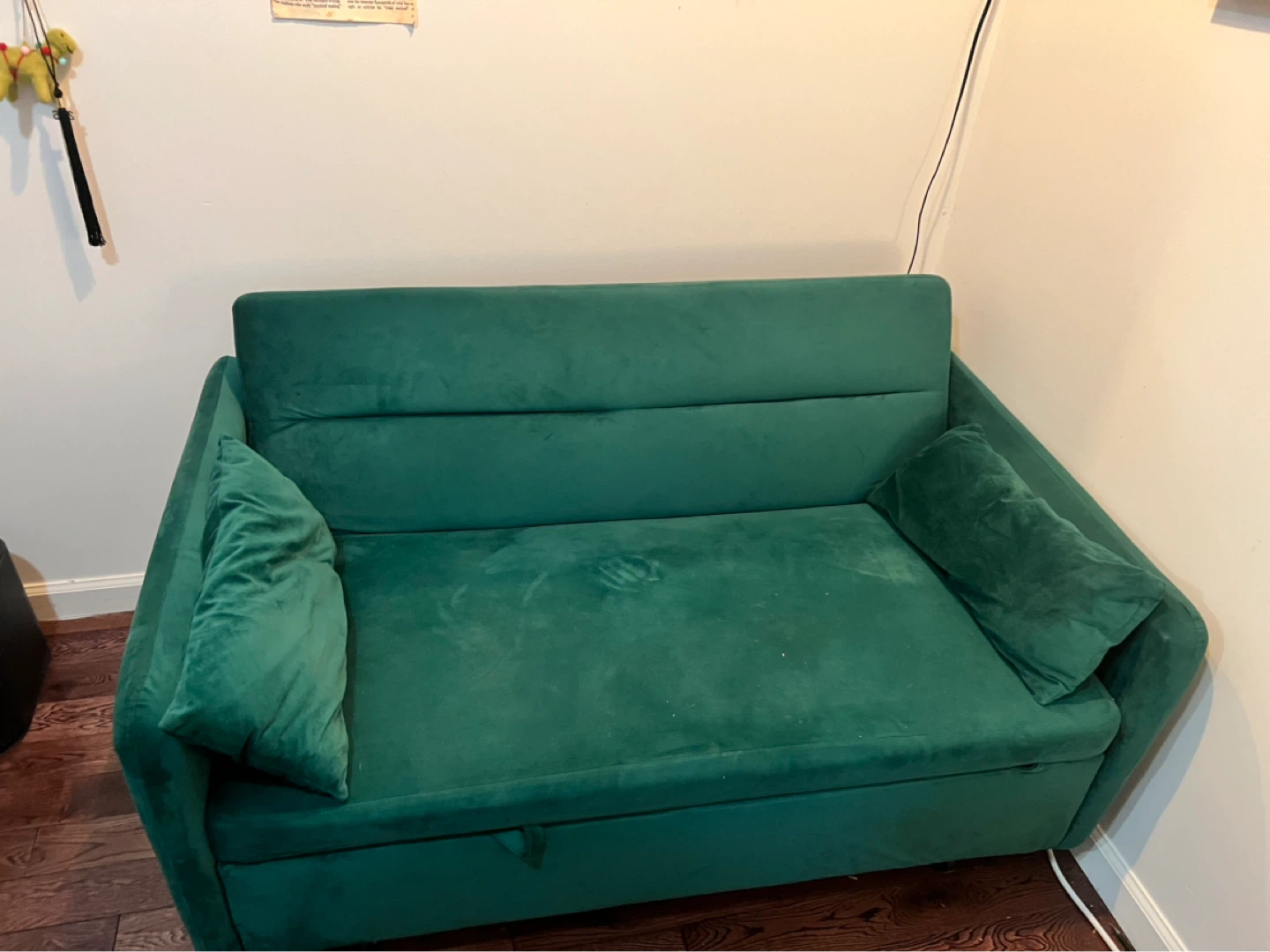 Green Velvet Sofa Bed with Storage - photo 3