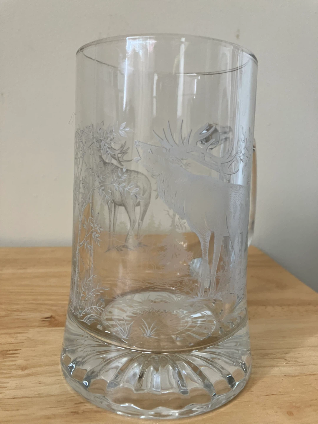 Etched Glass Beer Mug with Elk Design - photo 5