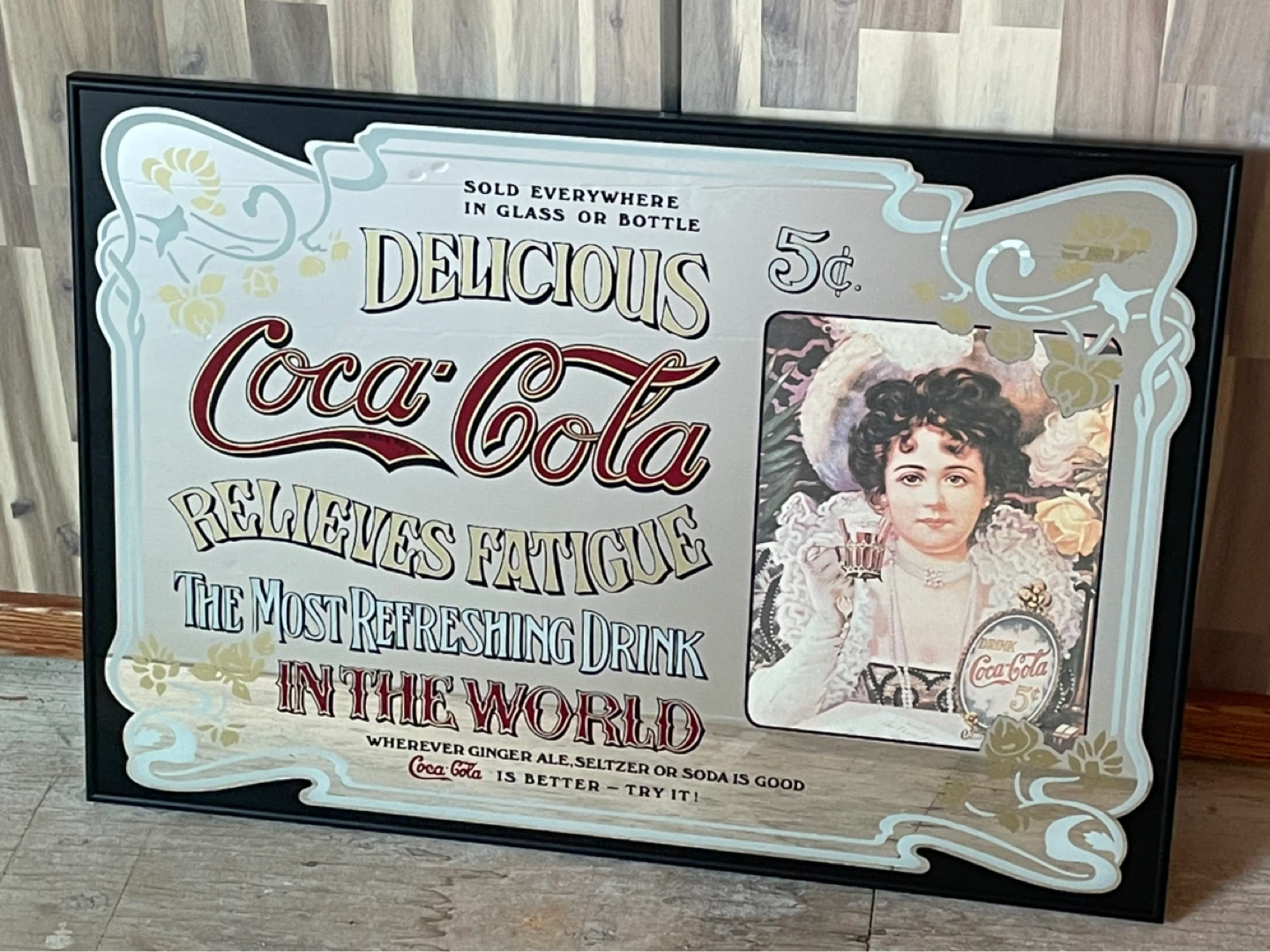 Cola Cola mirrored bar sign
