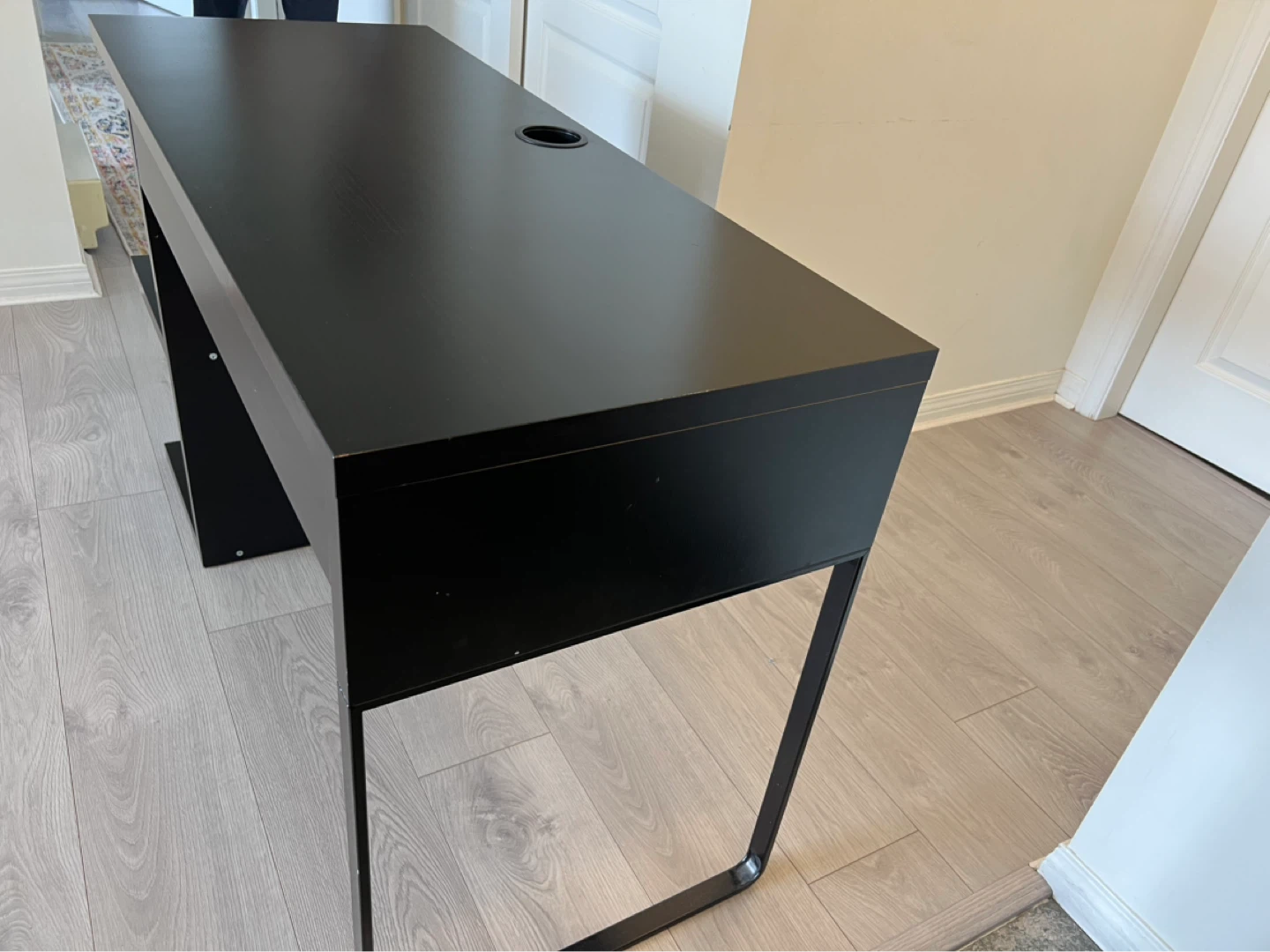 Black Desk with Drawer and Shelving - photo 2