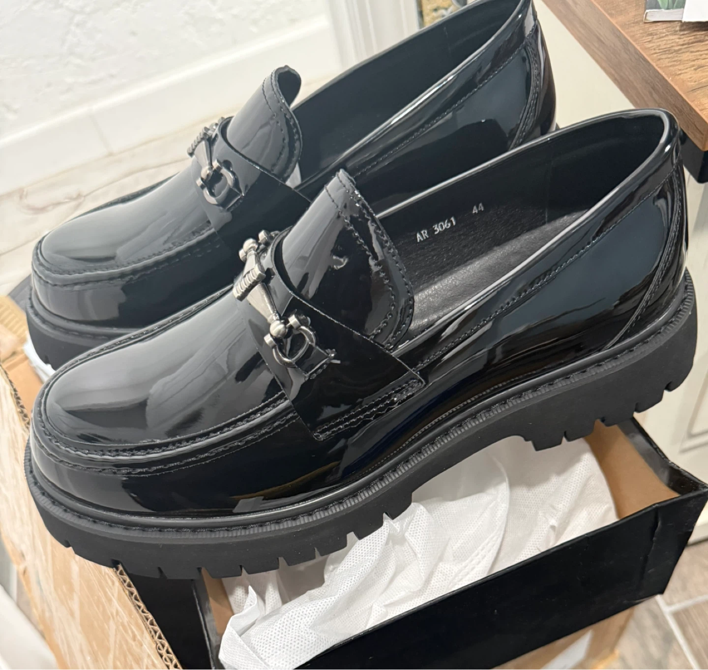 Black Patent Chunky Sole Loafers