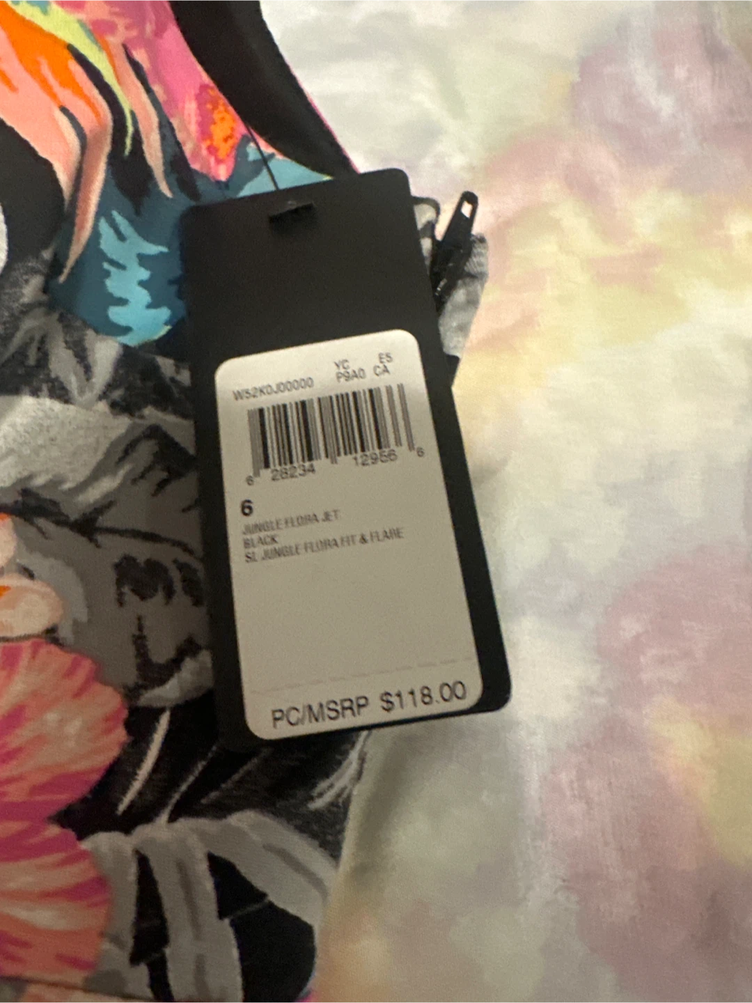 Guess Jungle Flora Fit & Flare Dress Black Size 6 - photo 2
