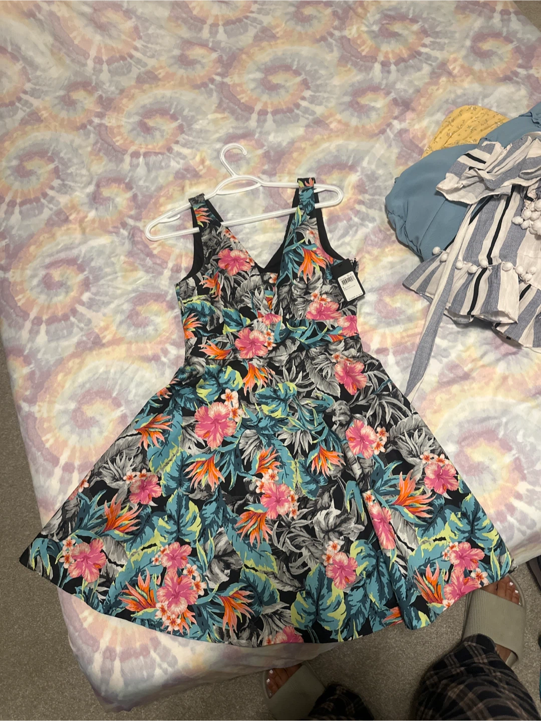 Guess Jungle Flora Fit & Flare Dress Black Size 6