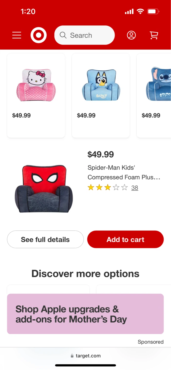 Spider-Man Kids' Compressed Foam Chair