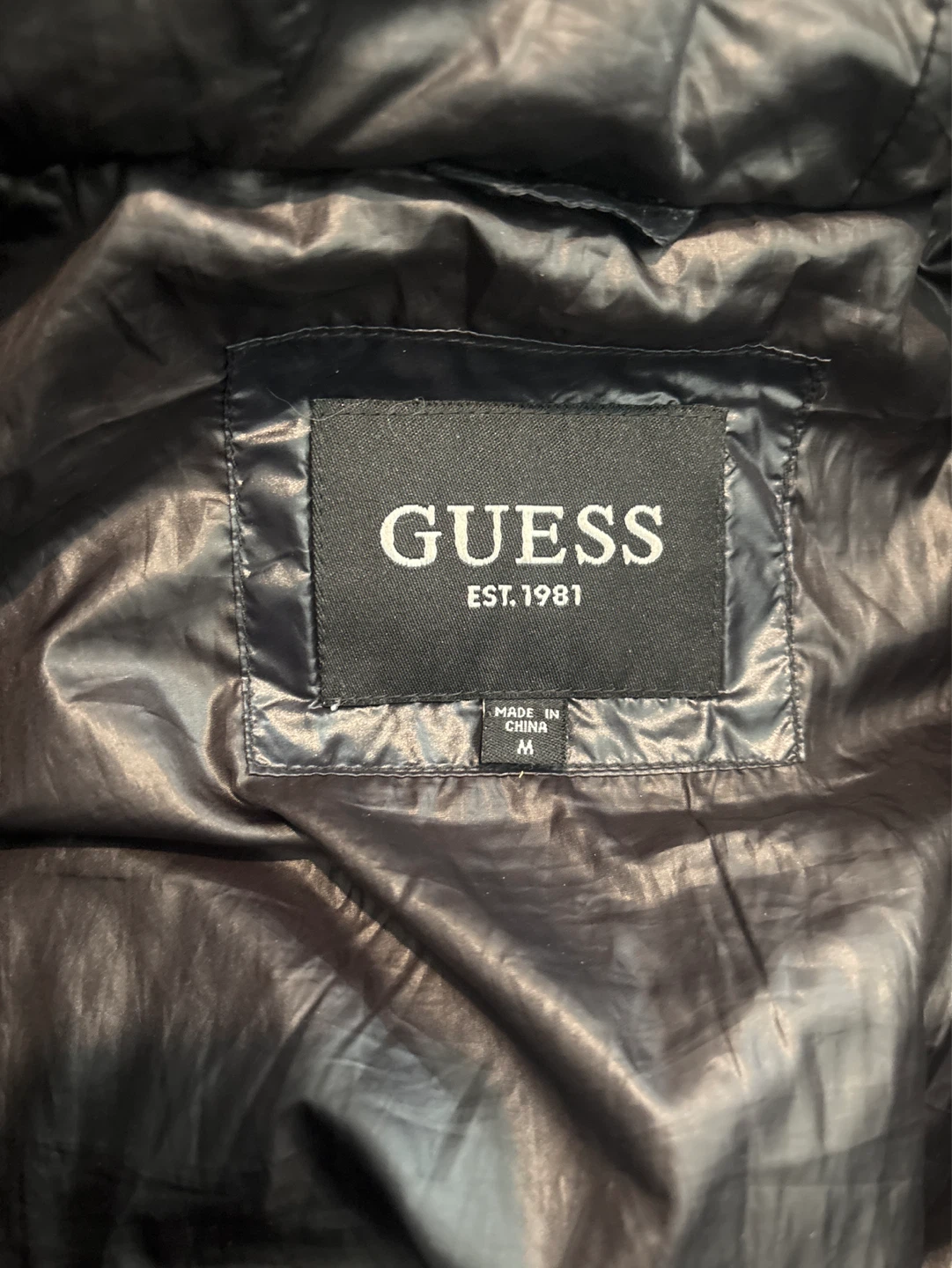 Black Guess Puffer Jacket - Size Medium - photo 4