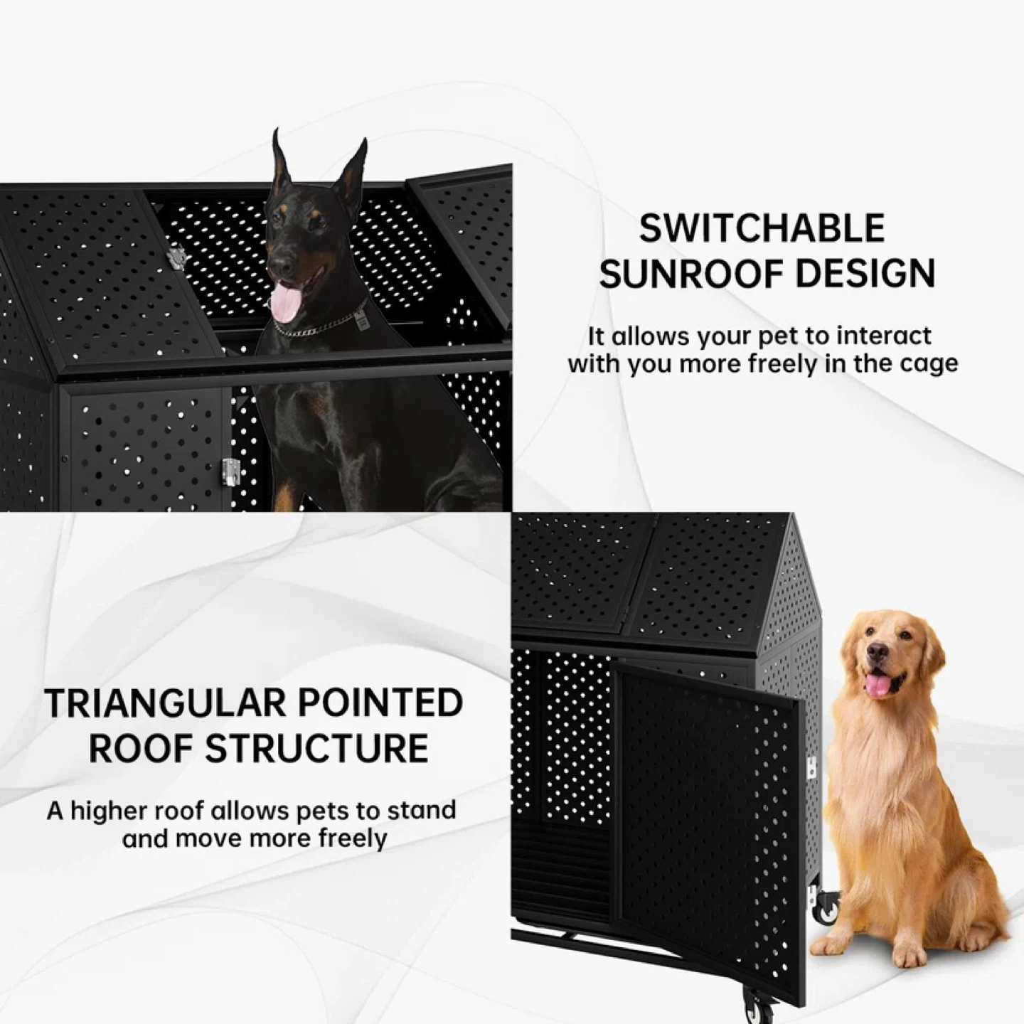 Black Metal Dog Kennel with Pull-out Tray - photo 3